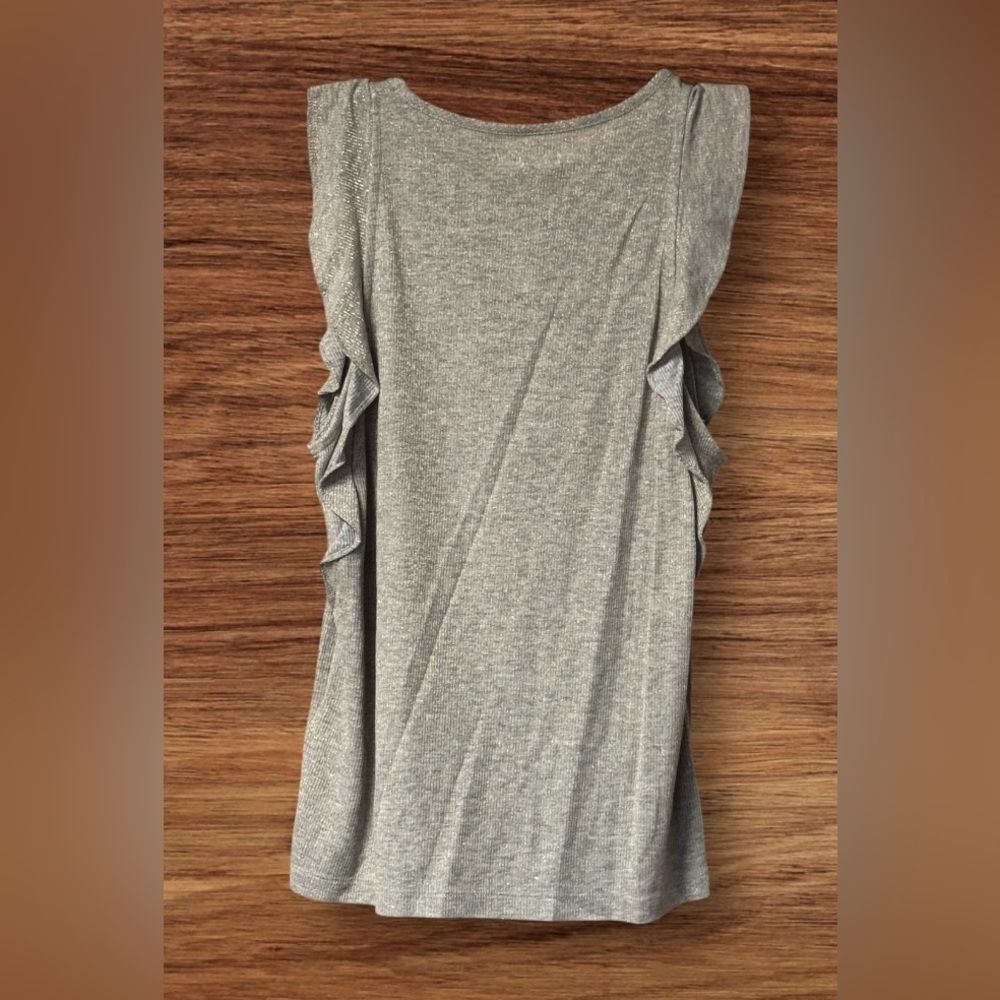 NWT MADEWELL Ruffle Tank Top Metallic Cloud Gold/Silver Sparkle - Picture 2 of 4